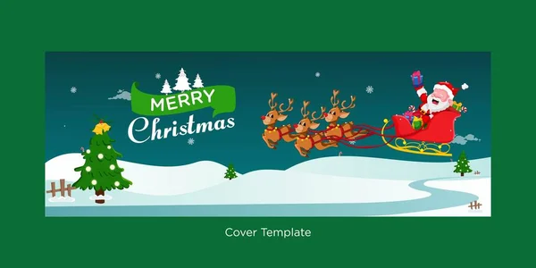 Cover Page Merry Christmas Festival Template — Stock Vector