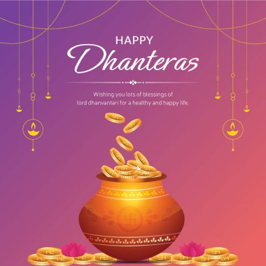 Hint festivali Mutlu Dhanteras 'ın düz pankart tasarımı.