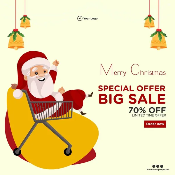Banner Design Big Sale Special Offer Christmas Template — Stock Vector