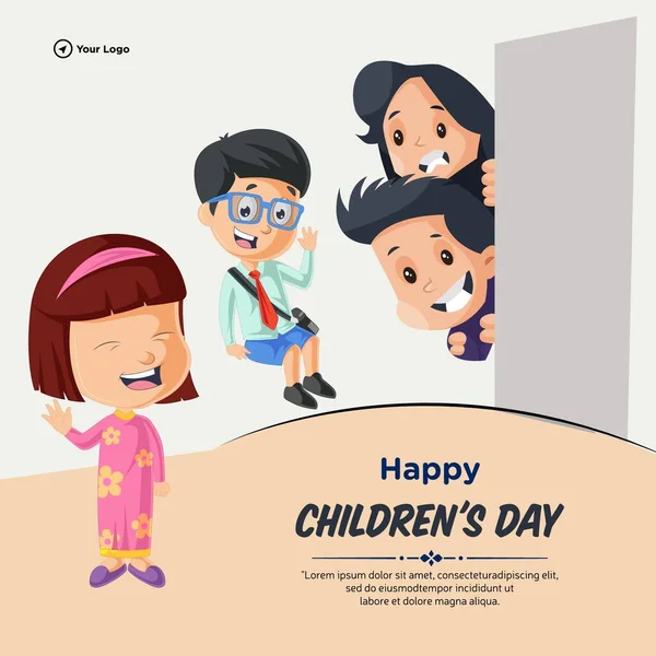 Kreatywne Sztandar Projekt Szczęśliwy Dzień Dziecka Szablon — Wektor stockowy