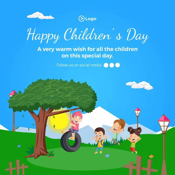Szczęśliwy Wzór Baner Dzień Dla Dzieci Projekt — Wektor stockowy
