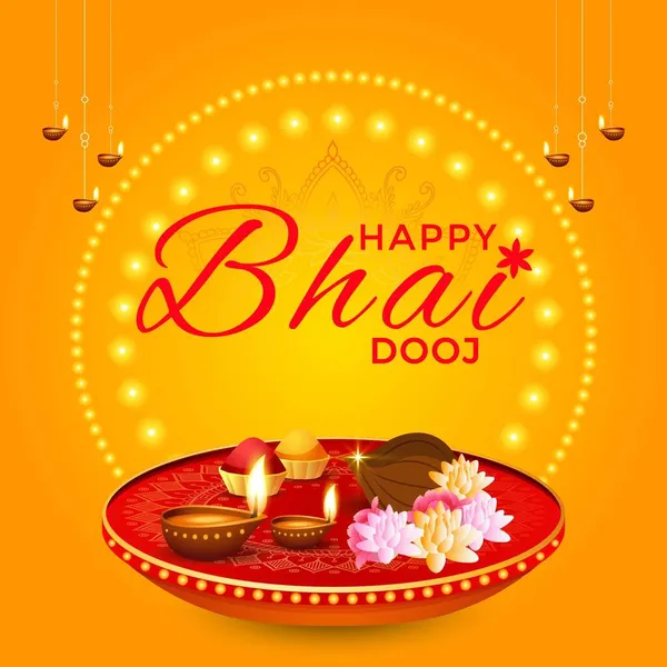 Diseño Banner Creativo Del Festival Indio Feliz Bhai Dooj Plantilla — Archivo Imágenes Vectoriales