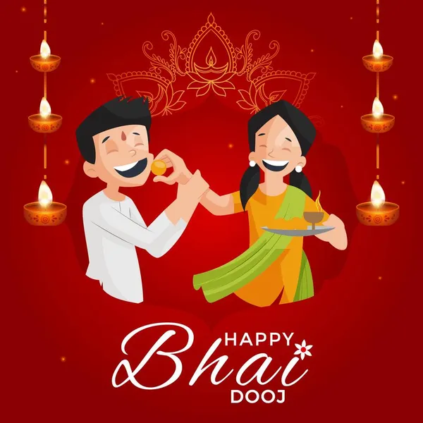 Creative Banner Design Indian Festival Happy Bhai Dooj Template — Stock Vector