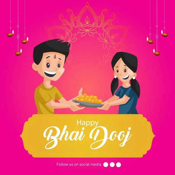 Creative Banner Design Indian Festival Happy Bhai Dooj Template — Stock Vector