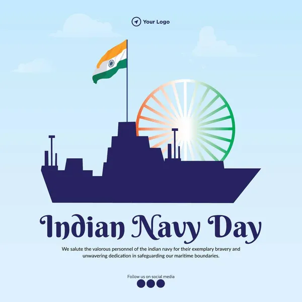 Banner Design Indian Navy Day Template — Stock Vector