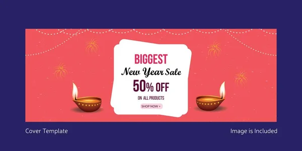 Cover Page Design Biggest Happy New Year Sale Template — Stockvektor