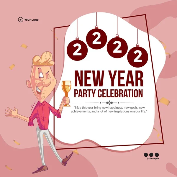 New Year Party Celebration Banner Design Template — Vettoriale Stock