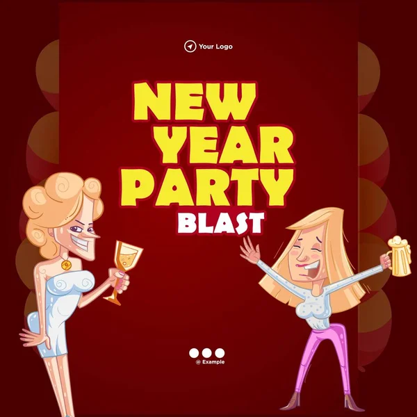 New Year Party Blast Banner Design Template — Vettoriale Stock