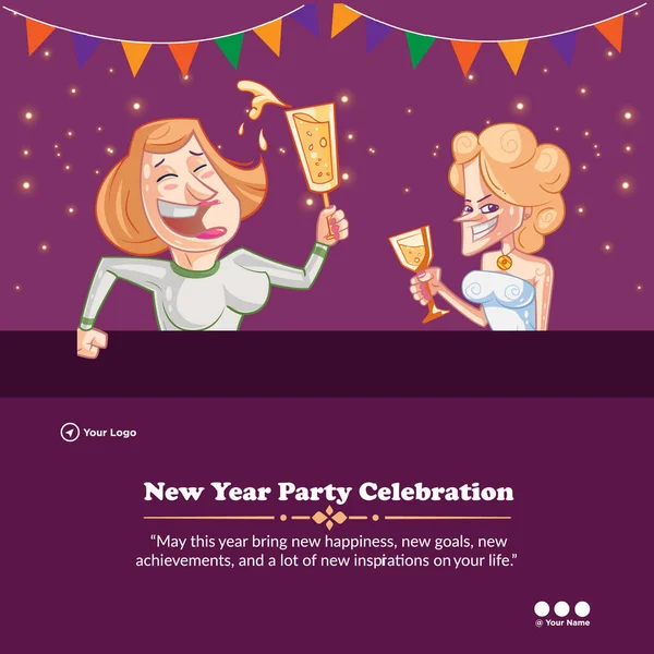 New Year Party Celebration Banner Design Template — Vettoriale Stock