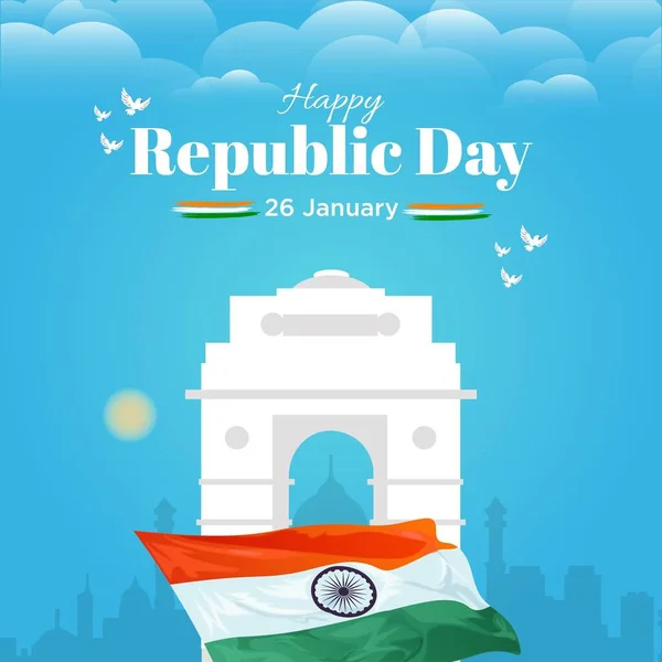 Banner Design Happy Republic Day Template — Archivo Imágenes Vectoriales