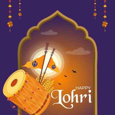Banner design of happy lohri template. 
