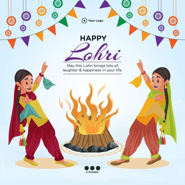 Banner Design Happy Lohri Template — Stok Vektör