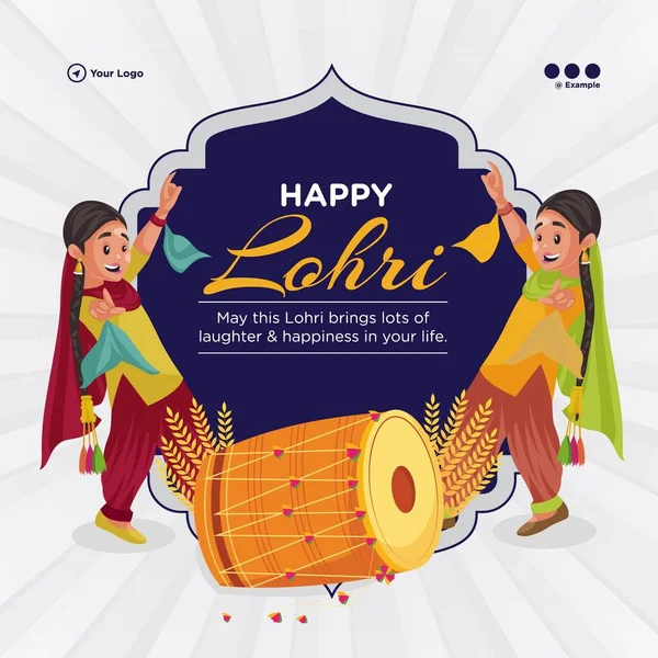 Banner Design Indian Festival Happy Lohri Template — 图库矢量图片