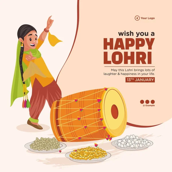Banner Design Wish You Happy Lohri Template — стоковый вектор