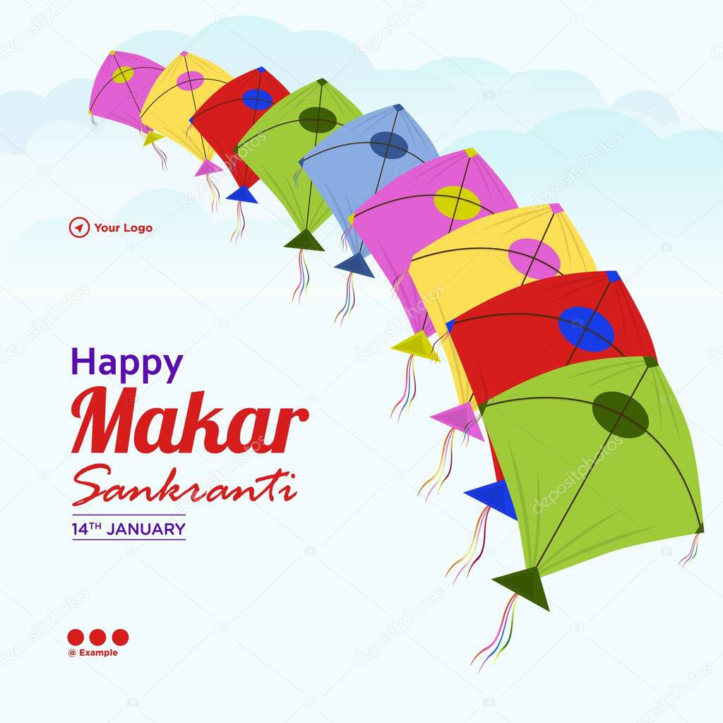 Banner design of happy makar sankranti festival template.
