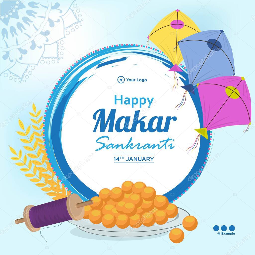 Banner design of happy makar sankranti festival template.