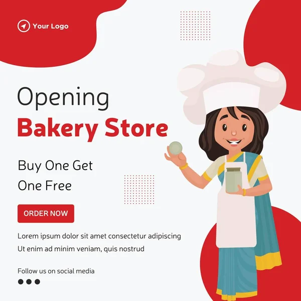 Banner Design Opening Bakery Store Template — Vettoriale Stock