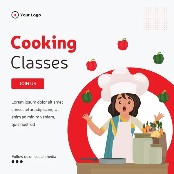 Banner Design Cooking Classes Template — Vettoriale Stock