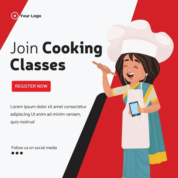 Banner Design Join Cooking Classes Template — Stockový vektor