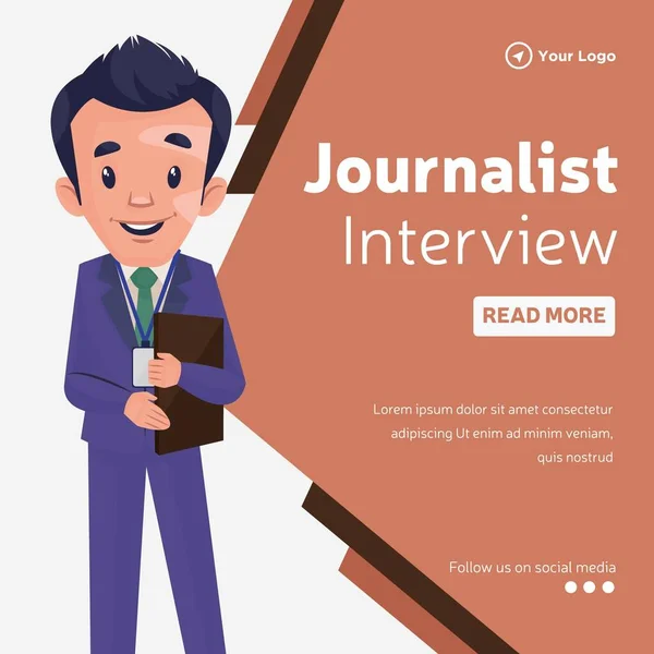 Banner Design Journalist Interview Template — Vettoriale Stock