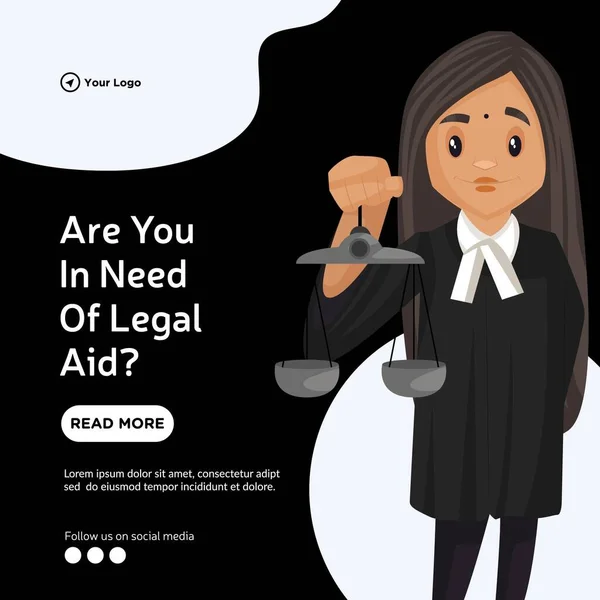 Banner Design You Need Legal Aid Cartoon Style Template — Stockvektor