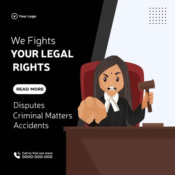 Banner Design Fights Your Legal Rights Cartoon Style Template — Vettoriale Stock