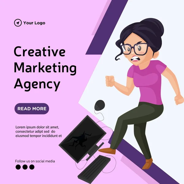 Banner Design Creative Marketing Agency Cartoon Style Template — Stockvector