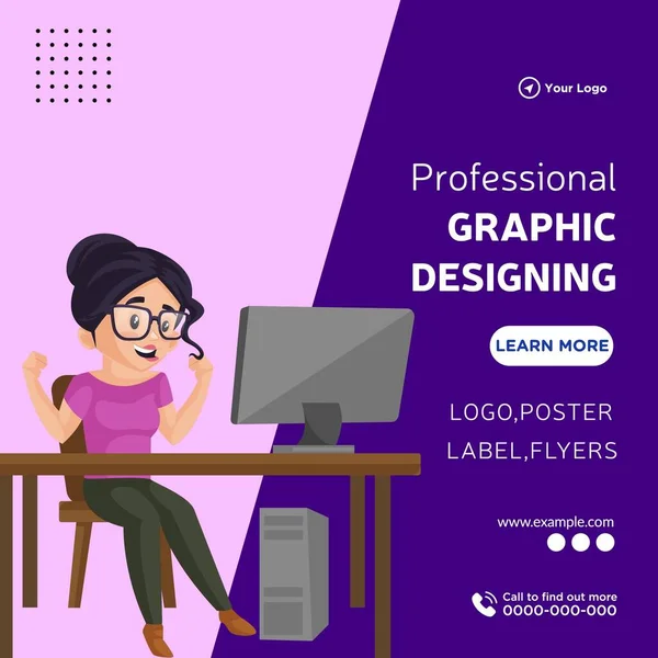 Diseño Banner Diseño Gráfico Profesional Plantilla Estilo Dibujos Animados — Vector de stock