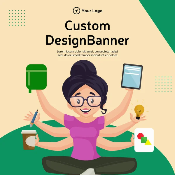 Banner Design Custom Design Banner Cartoon Style Template — стоковый вектор