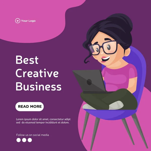 Banner Design Best Creative Business Cartoon Style Template — Stockvektor