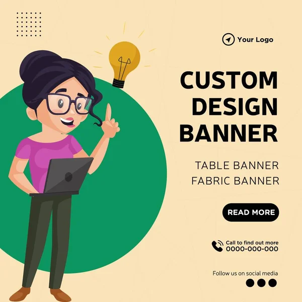 Banner Design Custom Design Banner Cartoon Style Template — Stockvektor