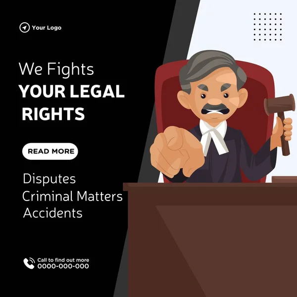 Banner Design Fights Your Legal Rights Cartoon Style Template — Stockvektor