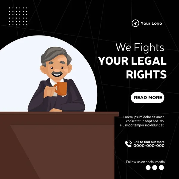 Banner Design Fights Your Legal Rights Cartoon Style Template — Stockvektor