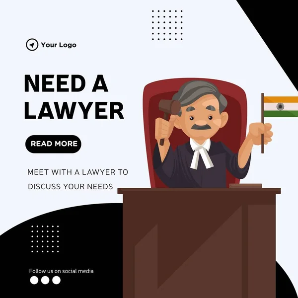 Banner Design Need Lawyer Cartoon Style Template — Stockvektor