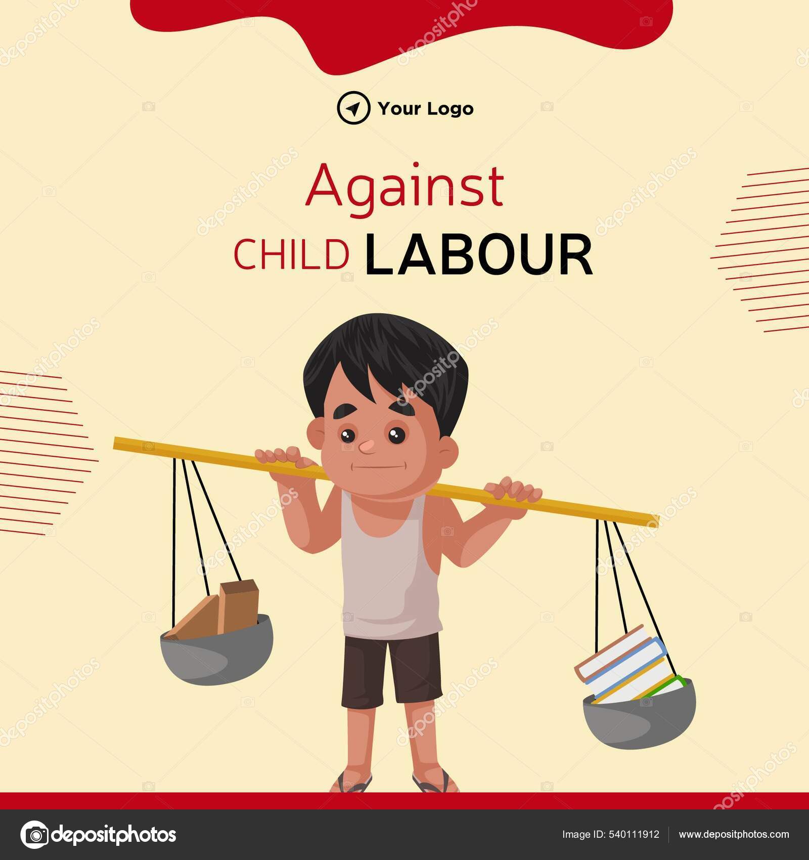 Banner Design Child Labour Cartoon Style Illustration Stock Vector Image by  ©F1Digitals #540111912