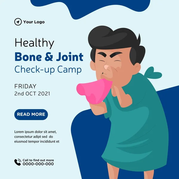 Banner Design Healthy Bone Joint Check Camp Cartoon Style Template — Stock vektor