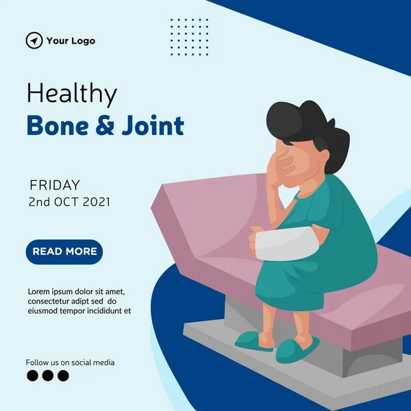 Banner Design Healthy Bone Joint Cartoon Style Template — Stock vektor
