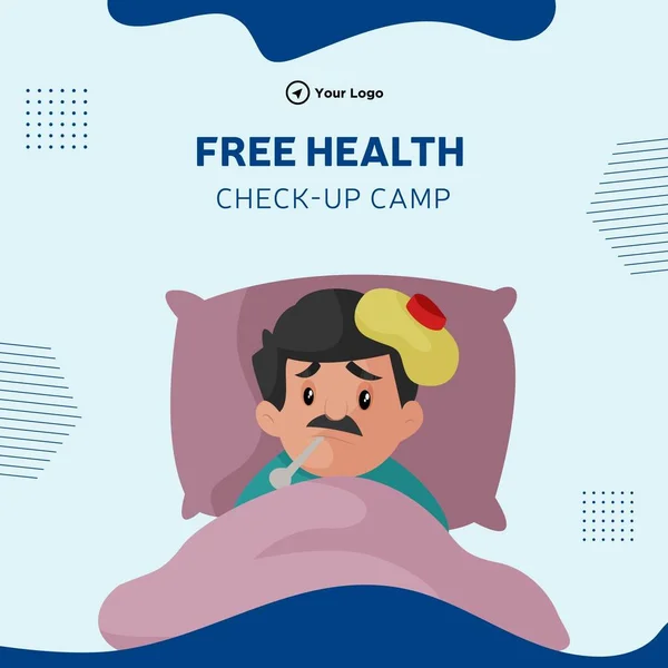 Banner Design Free Health Check Camp Cartoon Style Template — Stock vektor