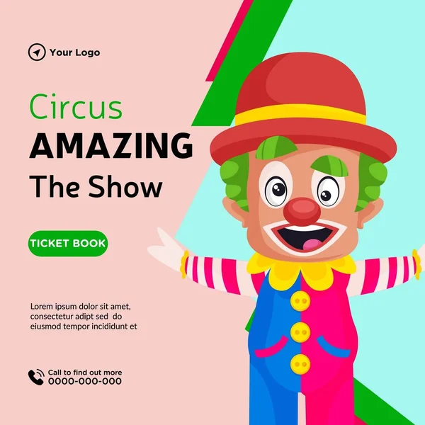 Banner Design Circus Amazing Show Cartoon Style Illustration — Stock vektor