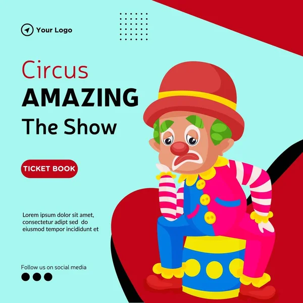Banner Design Circus Amazing Show Cartoon Style Illustration — стоковый вектор
