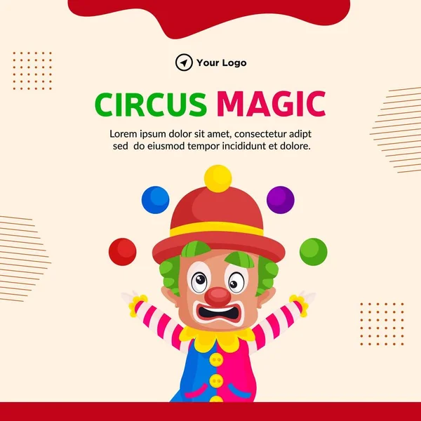 Banner Design Circus Magic Cartoon Style Illustration — Stock vektor