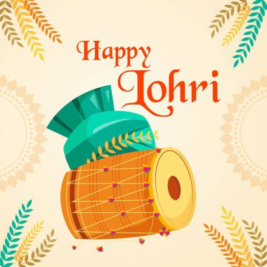 Banner design of happy lohri festival cartoon style template.