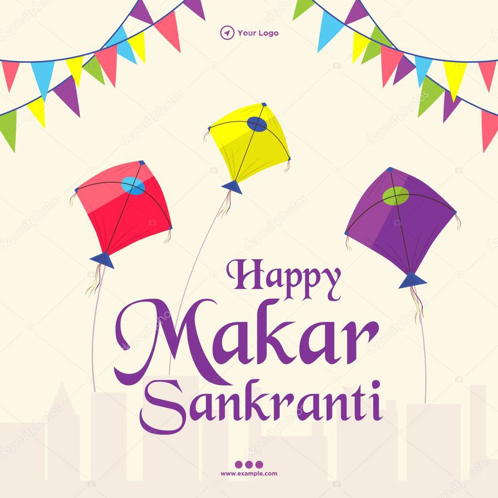 Happy makar sankranti indian festival banner design template.