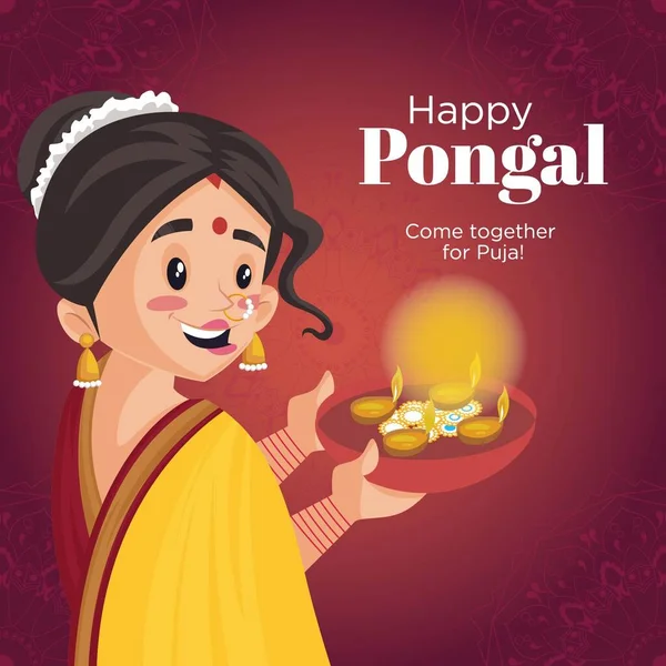 Happy Pongal Banner Design Template — Stok Vektör