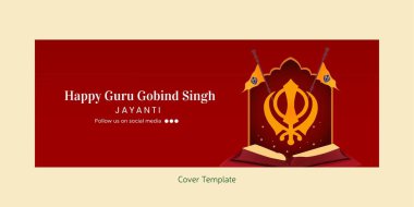 Mutlu Guru Gobind Singh Jayanti kapak sayfası şablonu.