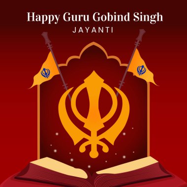 Mutlu Guru Gobind Singh Jayanti Şablonu 'nun Düz Sancak Tasarımı.