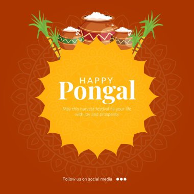 Mutlu pongal Hint festivali afiş tasarım şablonu.