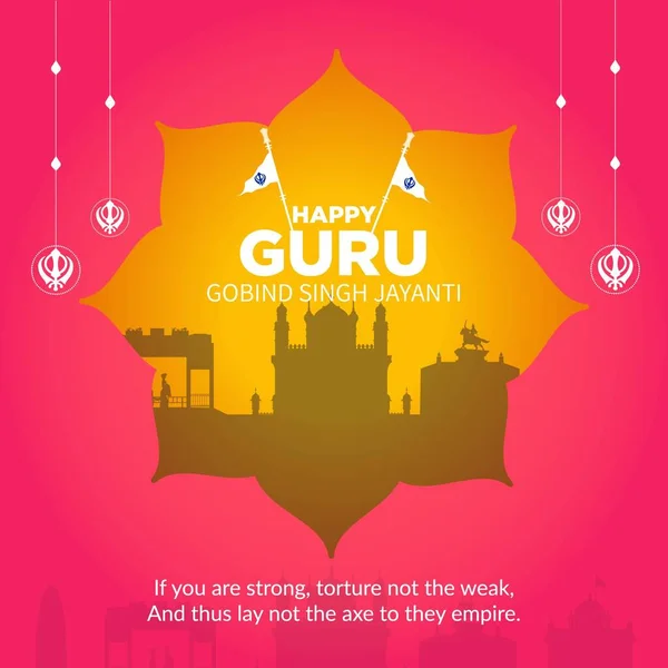 Flat Banner Design Happy Guru Gobind Singh Jayanti Template — Stock Vector