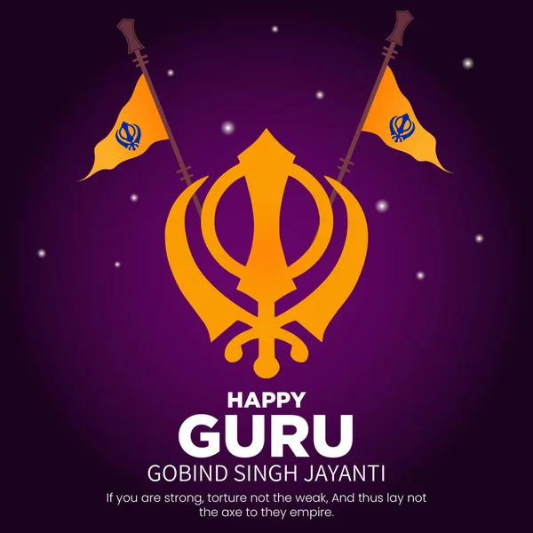 Flat Banner Design Happy Guru Gobind Singh Jayanti Template — Stock Vector