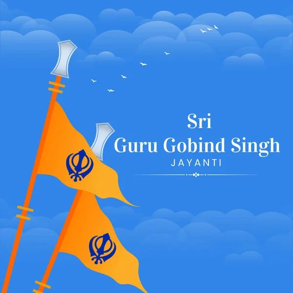 Flat Banner Design Happy Guru Gobind Singh Jayanti Template — Stock Vector